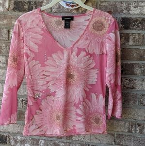 VINTAGE EXPRESS SHEER FLOWER BLOUSE